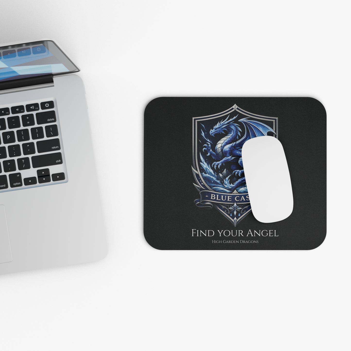 Blue Caste Dragon Mouse Pad — 'Find Your Angel'