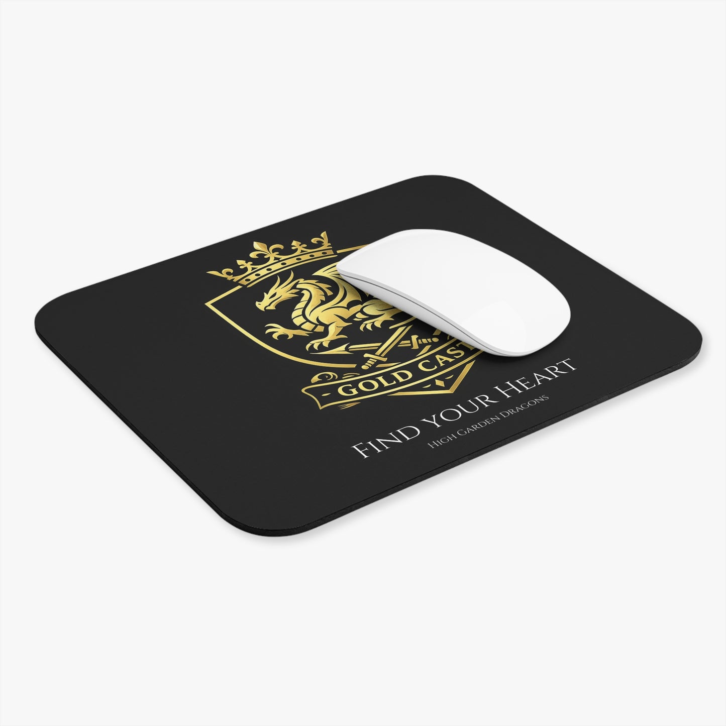Gold Caste Dragon Mouse Pad — 'Find Your Heart'