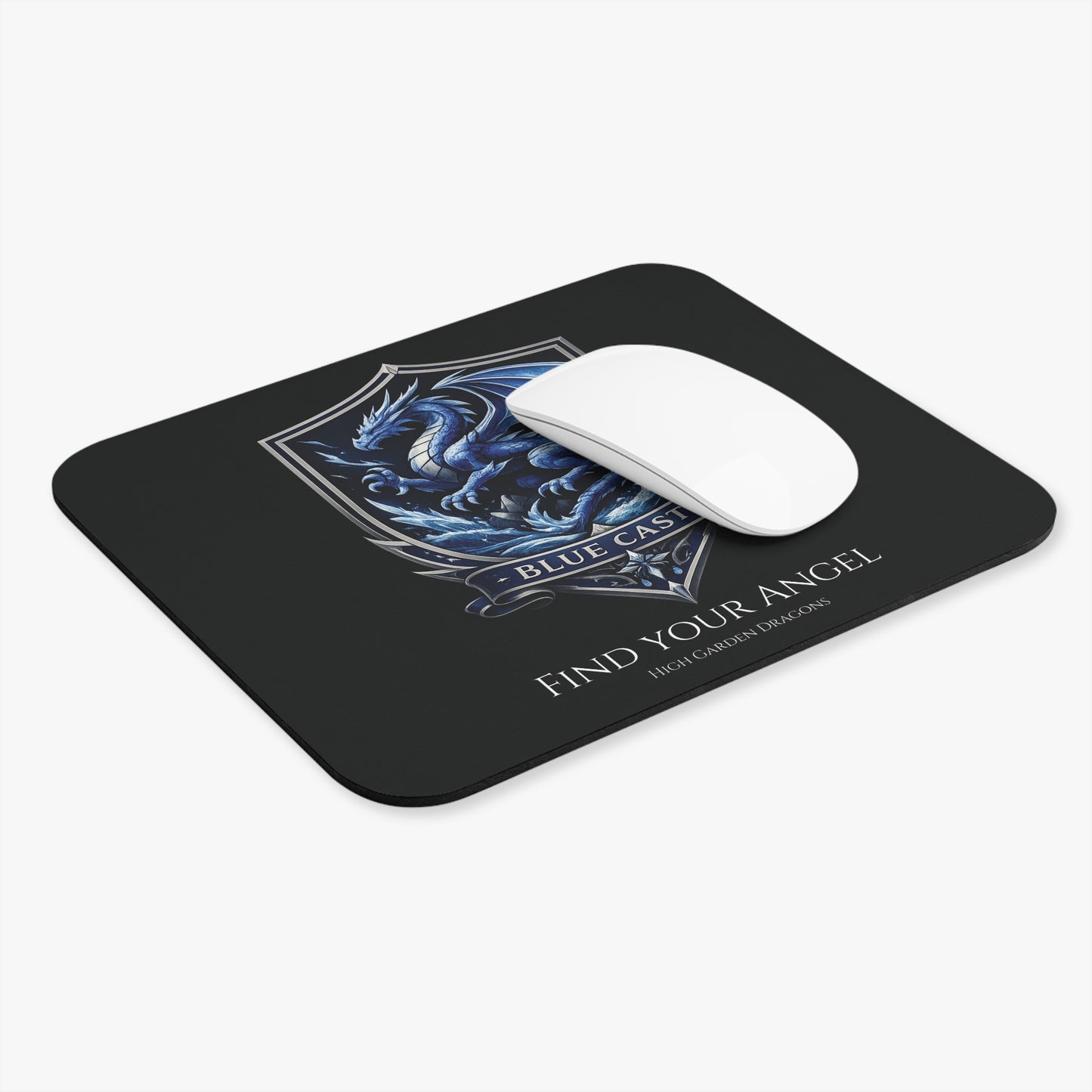 Blue Caste Dragon Mouse Pad — 'Find Your Angel'