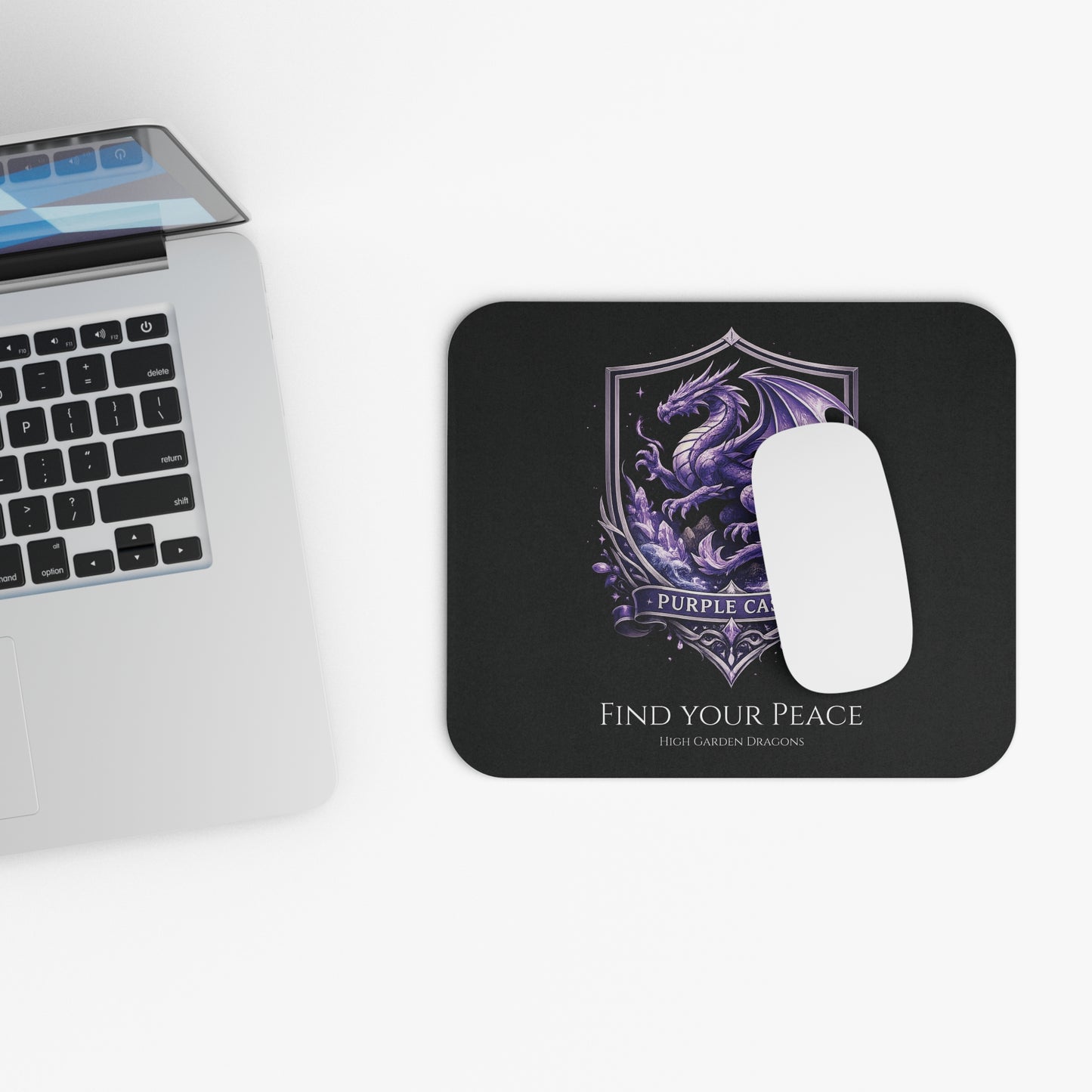 Purple Caste Dragon Mouse Pad — 'Find Your Peace'