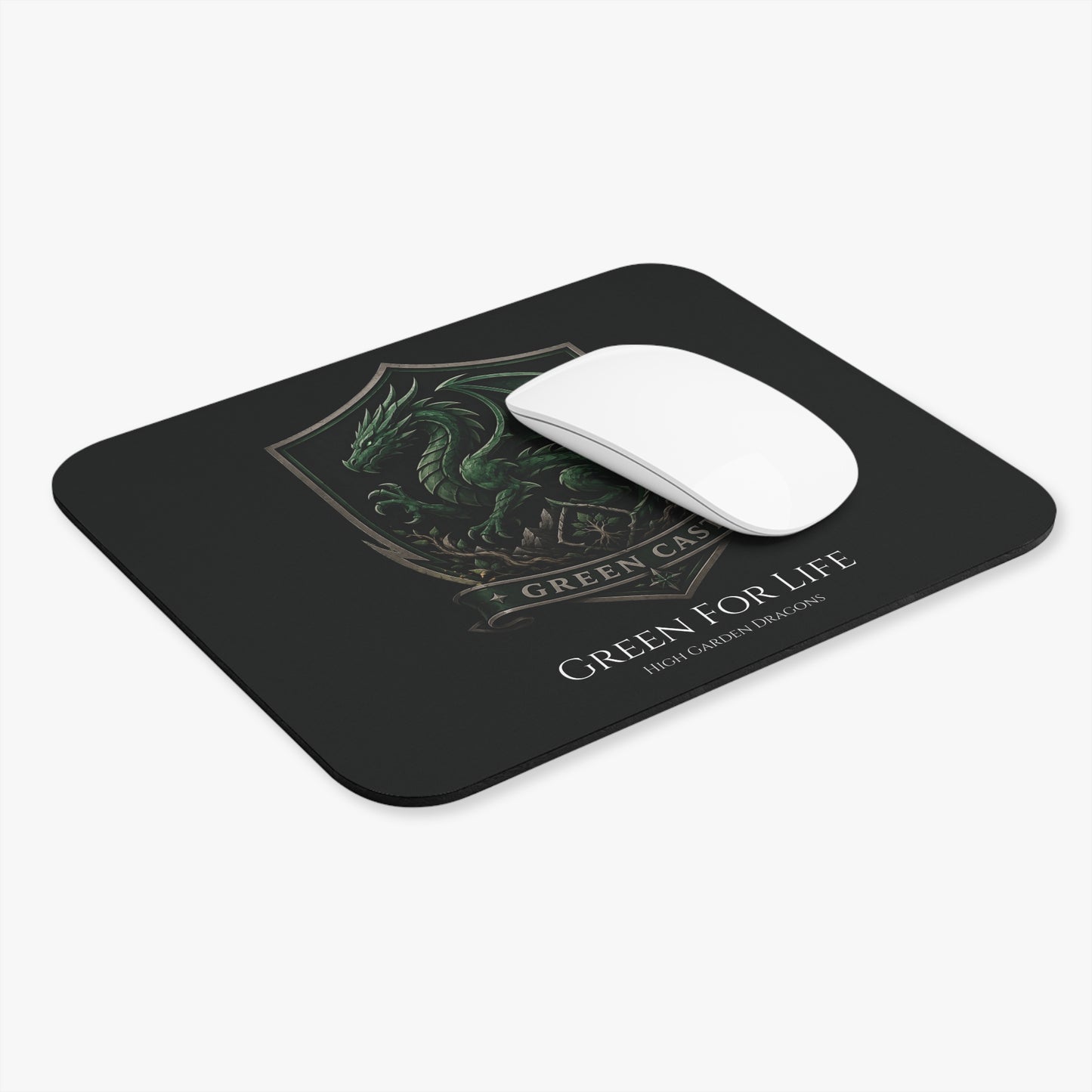Green Caste Dragon Mouse Pad — 'Green For Life'