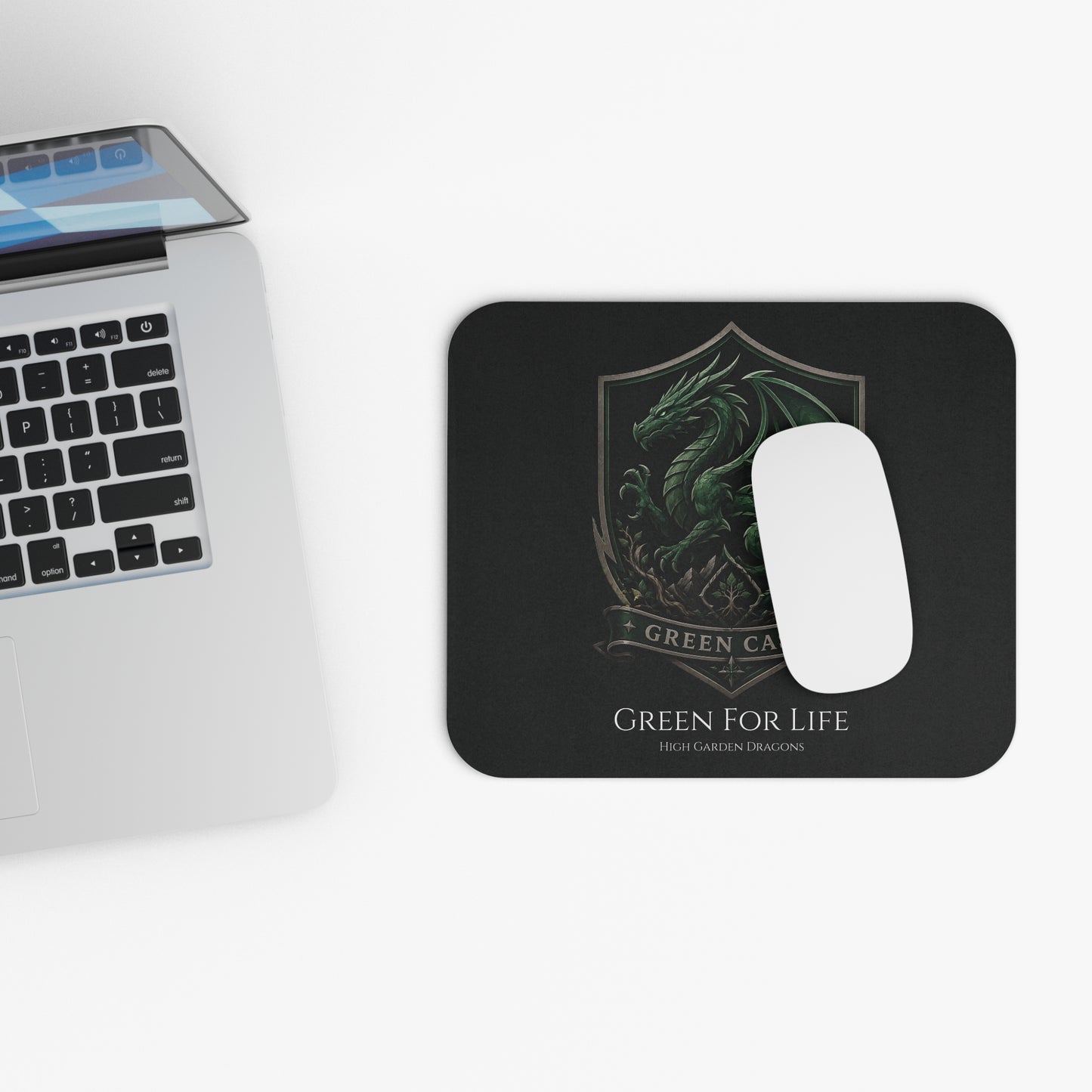 Green Caste Dragon Mouse Pad — 'Green For Life'