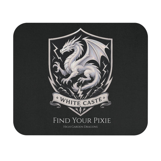 White Caste Dragon Mouse Pad — 'Find Your Pixie'