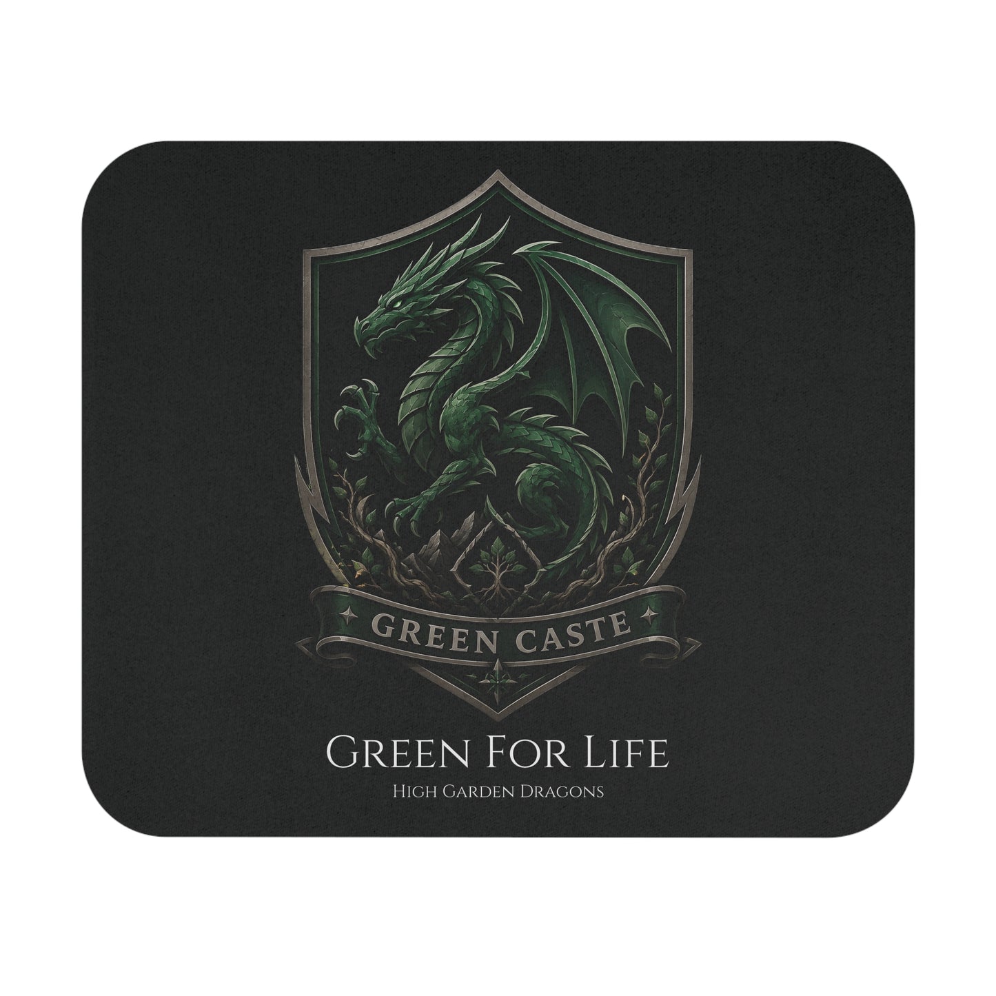 Green Caste Dragon Mouse Pad — 'Green For Life'