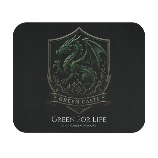 Green Caste Dragon Mouse Pad — 'Green For Life'