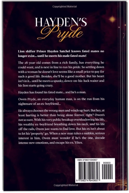 Back of book Hayden's Pryde