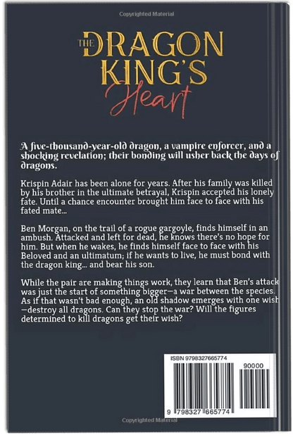 Back of book. Dragon King's Heart. 